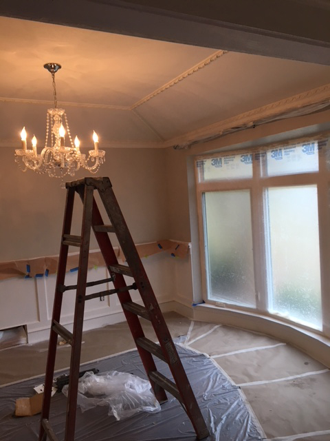 crown molding and bay window